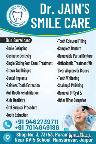 Dr Jain's Smile Care Dr Shubham Jain Dentist in mansarovar jaipur